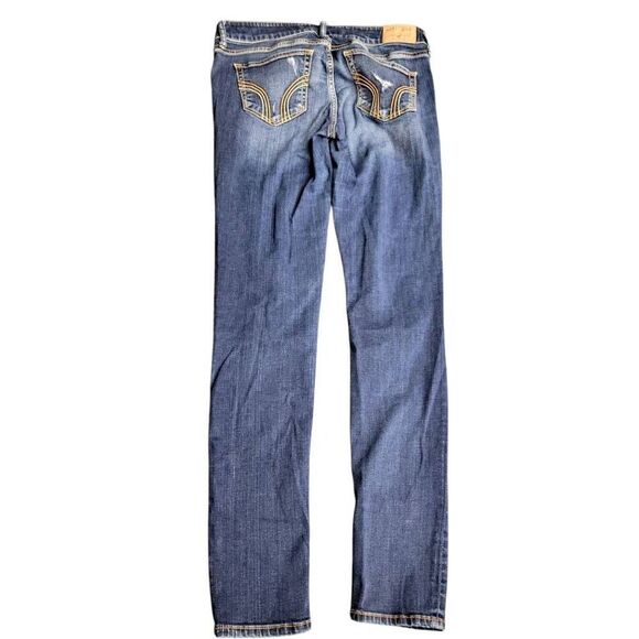 Hollister Distressed Ripped Lo Rise Skinny Stretch Blue Jeans - Picture 5 of 12
